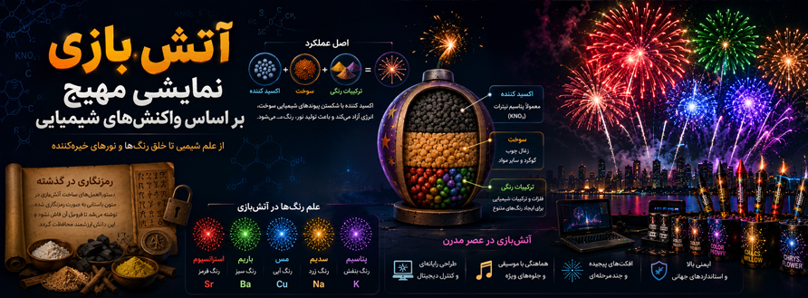 آتیش بازی یک نمایش مهیج بر اساس واکنش‌های شیمیایی